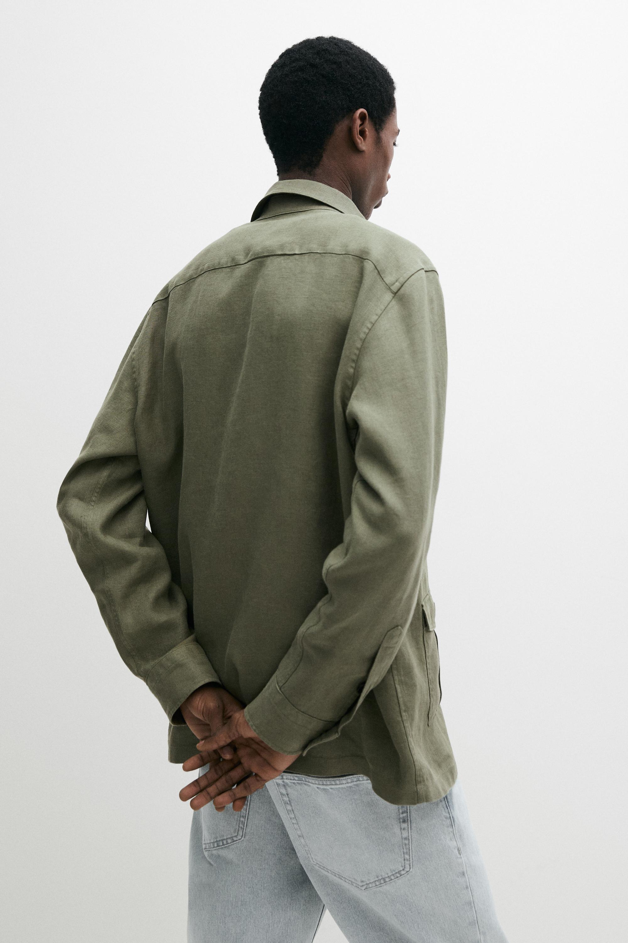 Heavy linen overshirt with pocket details
